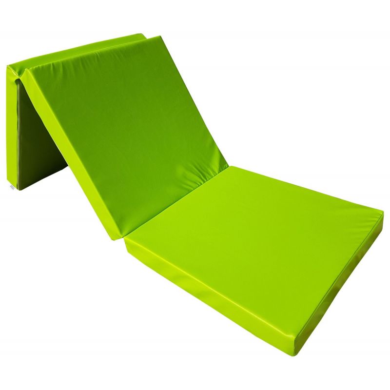 Matelas pliant en faux cuir 195 x 65 x 8 cm vert