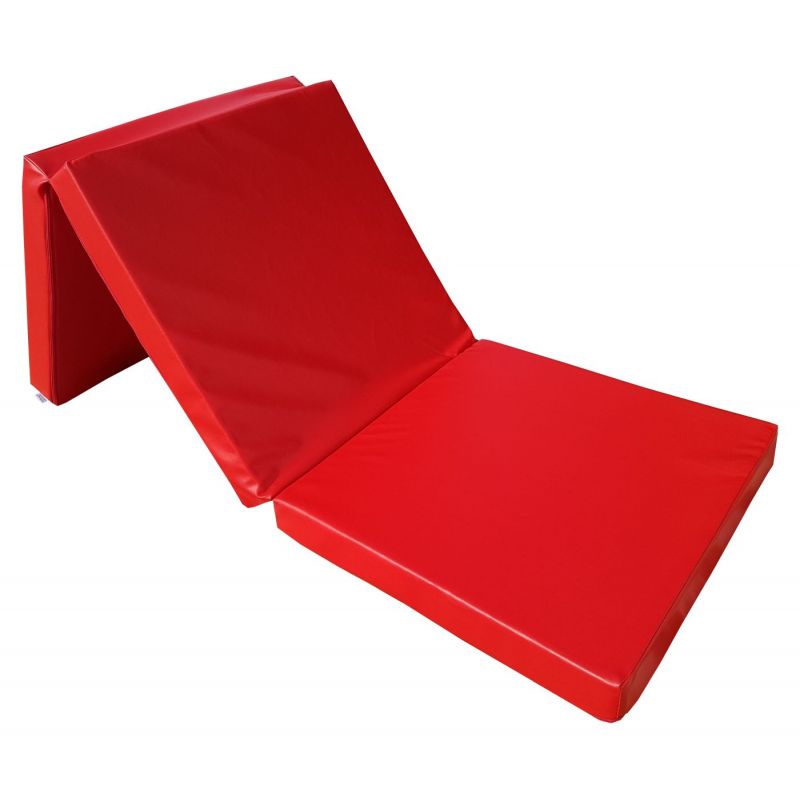 Matelas pliant en faux cuir 195 x 65 x 8 cm rouge