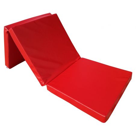 Matelas pliant en faux cuir 195 x 65 x 8 cm rouge