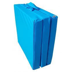 Matelas pliant en faux cuir 195 x 65 x 8 cm bleu