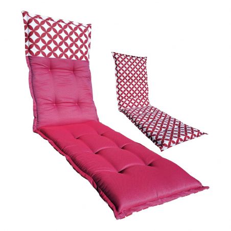 Matelas à deux faces 170 x 45 cm pour transat de jardin, bain de soleil 2863404