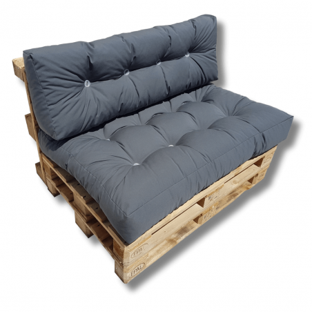 Ensemble de coussins, matelas piqués pour bancs en palettes de jardin- Anthracite