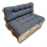 Ensemble de coussins, matelas piqués pour bancs en palettes de jardin- Anthracite