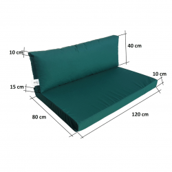 Coussin pour canapé palette avec fermeture éclair -  dossier verte