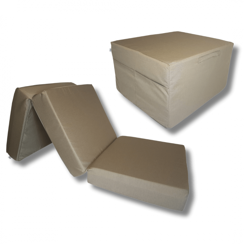 Matelas pliant visco Lux avec housse extérieure 195 x 75 x 15 cm - Beige