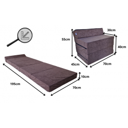 Matelas fauteuil pliant 195x70x10 cm - 1021