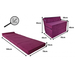 Matelas fauteuil pliant 195x70x10 cm - 1227
