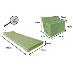 Matelas fauteuil pliant 195x70x10 cm - 1229