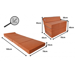 Matelas fauteuil pliant 195x70x10 cm - 1333