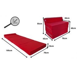 Matelas fauteuil pliant 195x70x10 cm - 3100